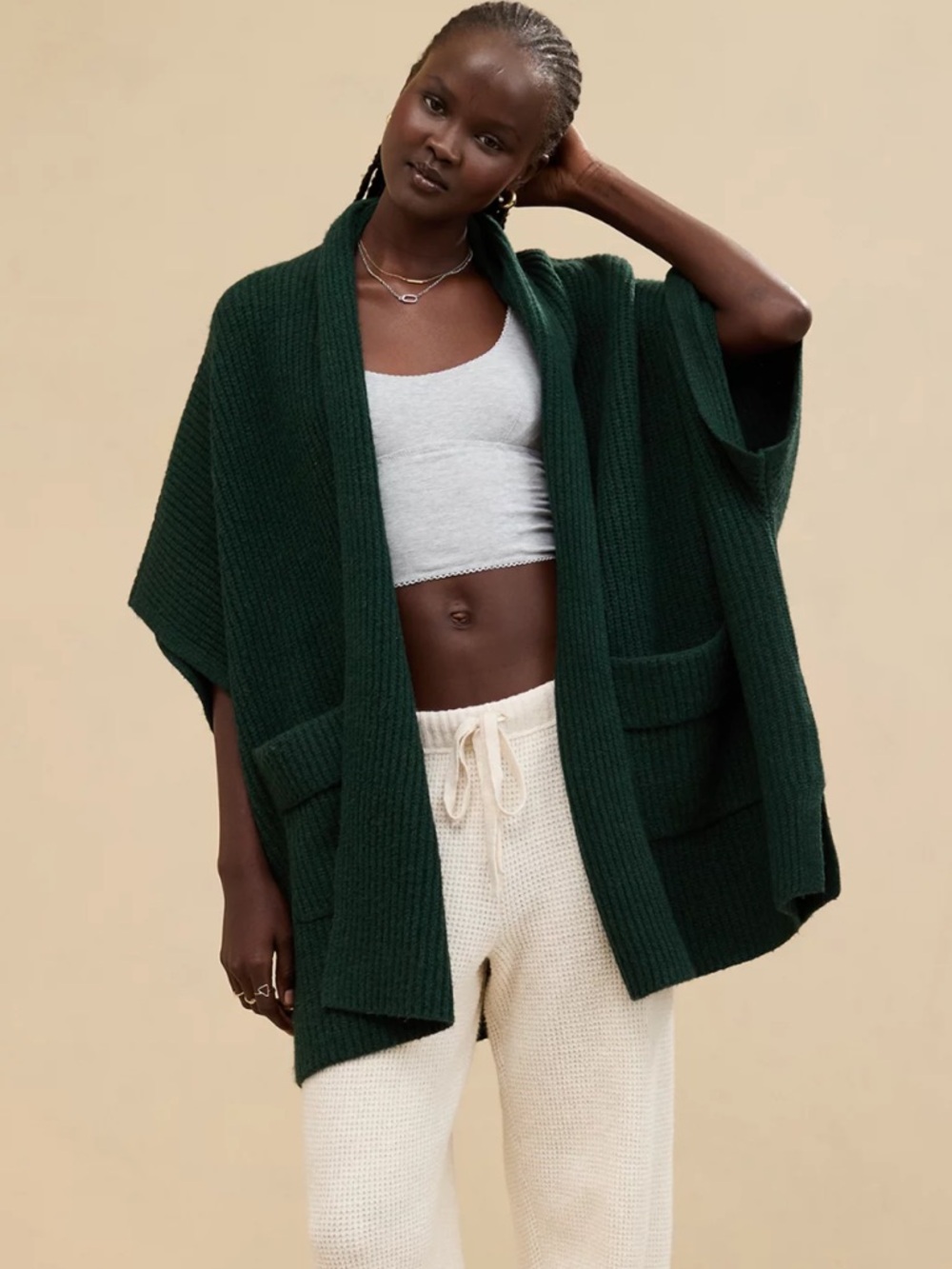 Aerie Shawl Collar Sweater Cape Medium